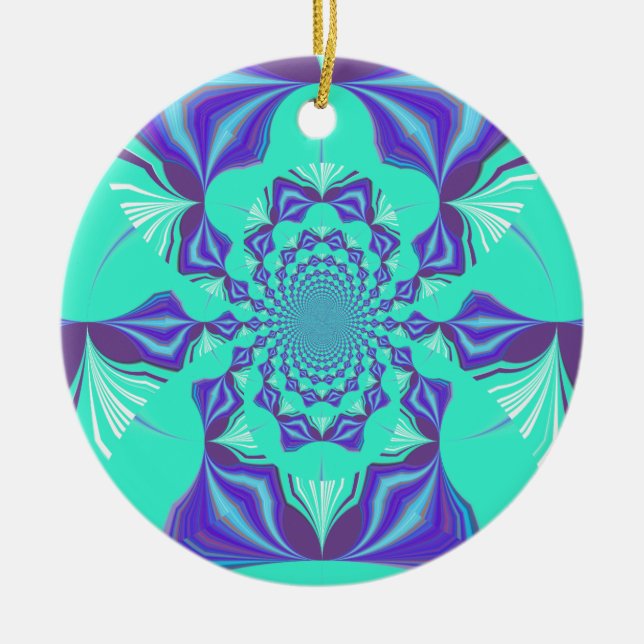 A Blend of Kaleidoscope and Mandala Art! Ceramic Ornament (Front)