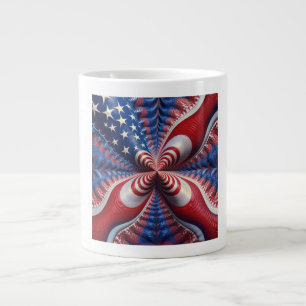 A Blend Of The American Flag And A Fractal Large Coffee Mug