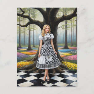 A Blonde Woman in the Chequered Forest Postcard