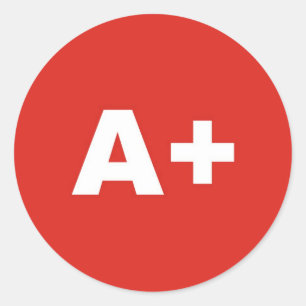 A+ Blood Type / Group Rh (Rhesus) Positive Classic Round Sticker