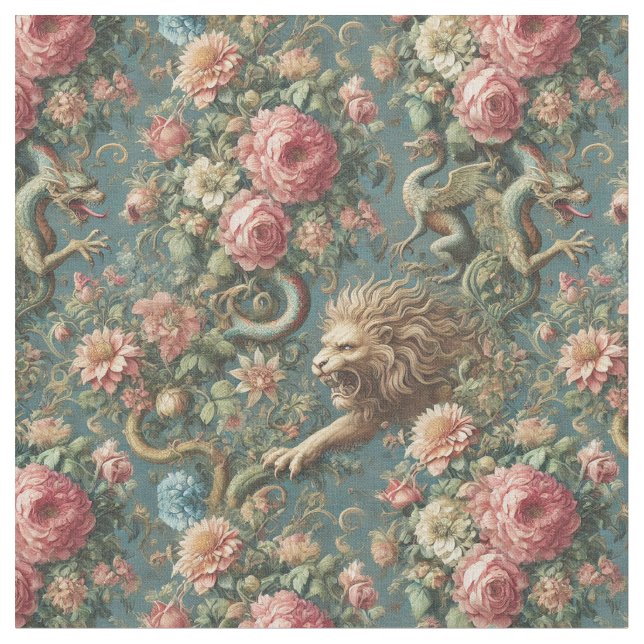 A Blooming Mythos – Gothic Classic Tile Fabric (Close Up)