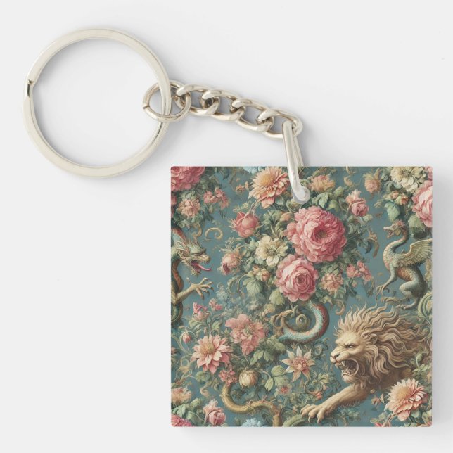 A Blooming Mythos – Mythical Victorian Design Key Ring (Front)