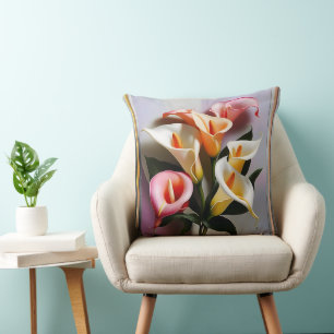 A Blossoming Of Calla Lilies In Pastel Colours Cushion