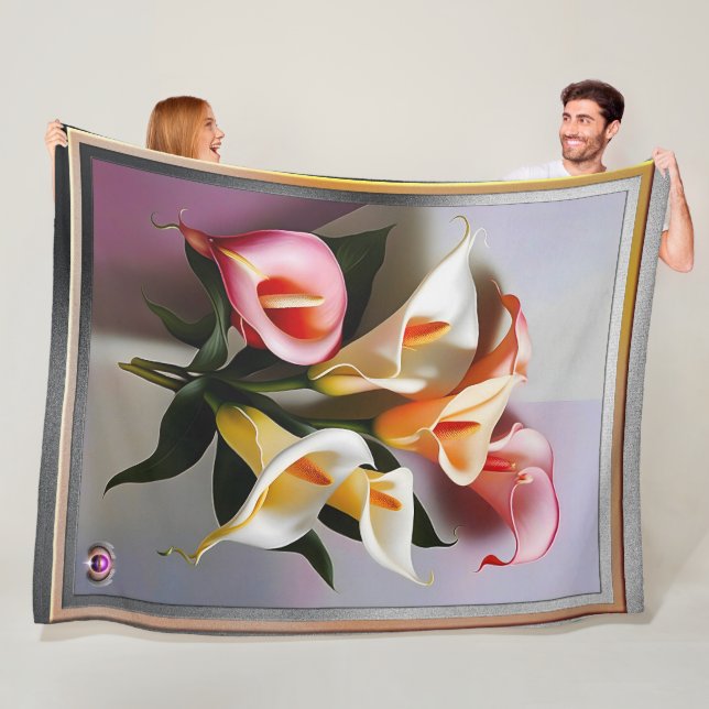 A Blossoming Of Calla Lilies In Pastel Colours Fleece Blanket (In Situ)