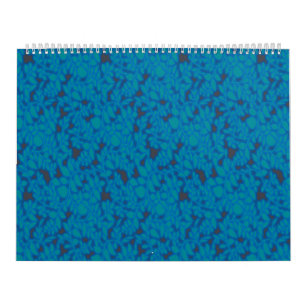 a blue and black background with a pattern calendar