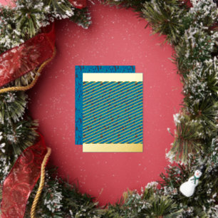 a blue and black background with a pattern foil holiday postcard
