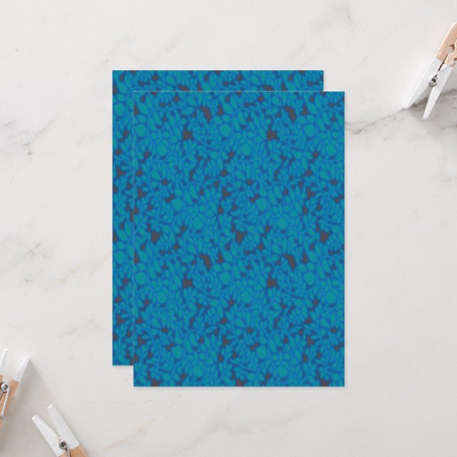 a blue and black background with a pattern invitation (Front/Back In Situ)