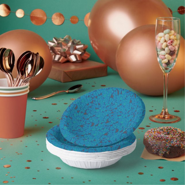 a blue and black background with a pattern paper plate (Multi)