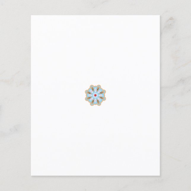 a blue and brown flower with a red centre flyer (Front)