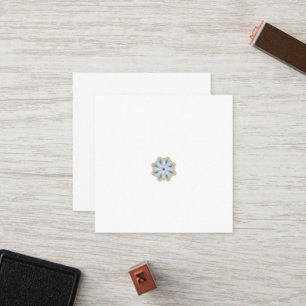 a blue and brown flower with a red centre loyalty card