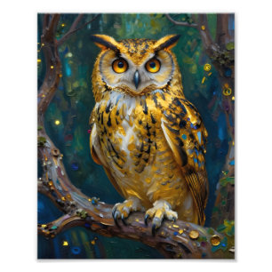 A Blue and Gold Majestic Owl Photo Print