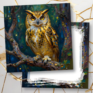A Blue and Gold Owl Blank Card