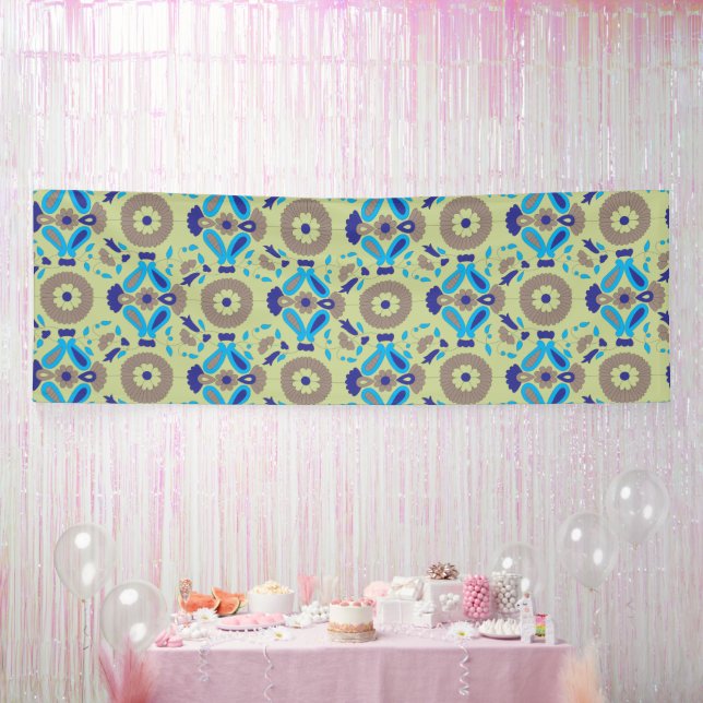 a blue and green pattern on a green background banner (Party)