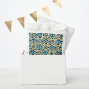 a blue and green pattern on a green background favour bag