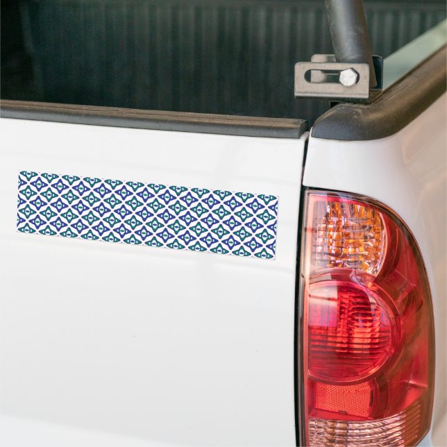 a blue and green pattern with a white background bumper sticker (On Truck)