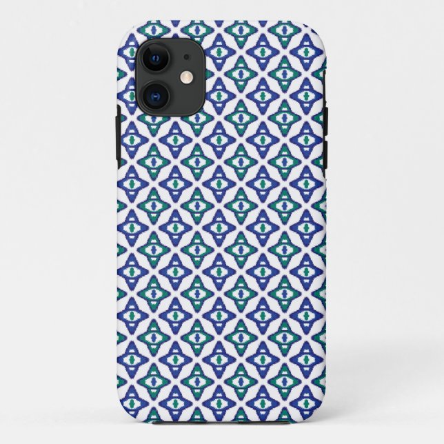 a blue and green pattern with a white background Case-Mate iPhone case (Back)