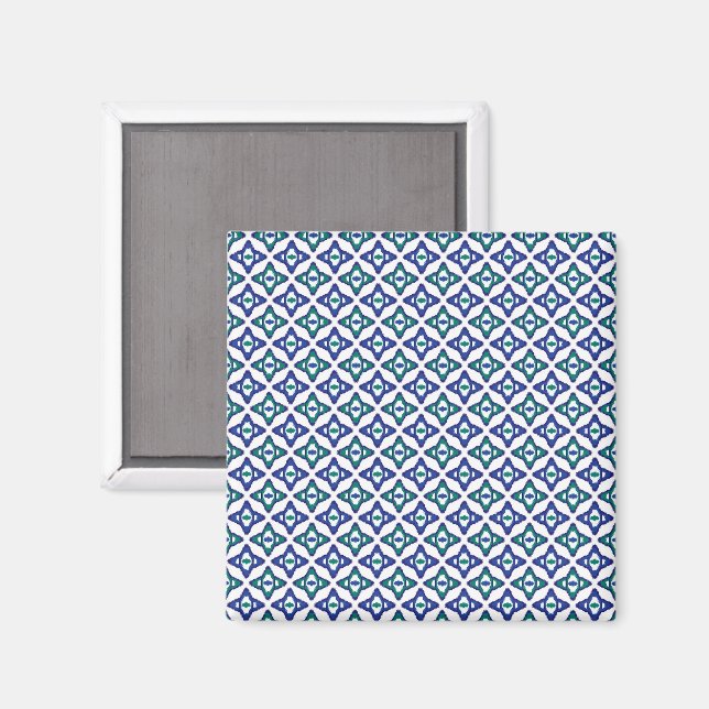 a blue and green pattern with a white background magnet (Front/Back)