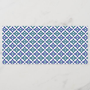a blue and green pattern with a white background menu