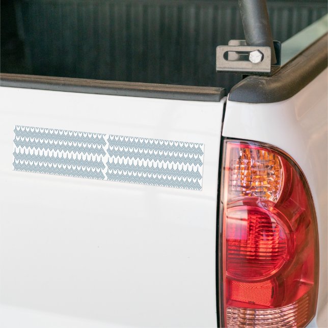 a blue and white pattern with a white background bumper sticker (On Truck)
