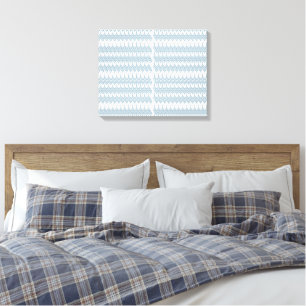 a blue and white pattern with a white background canvas print