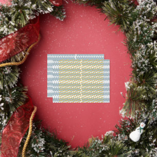 a blue and white pattern with a white background foil holiday postcard