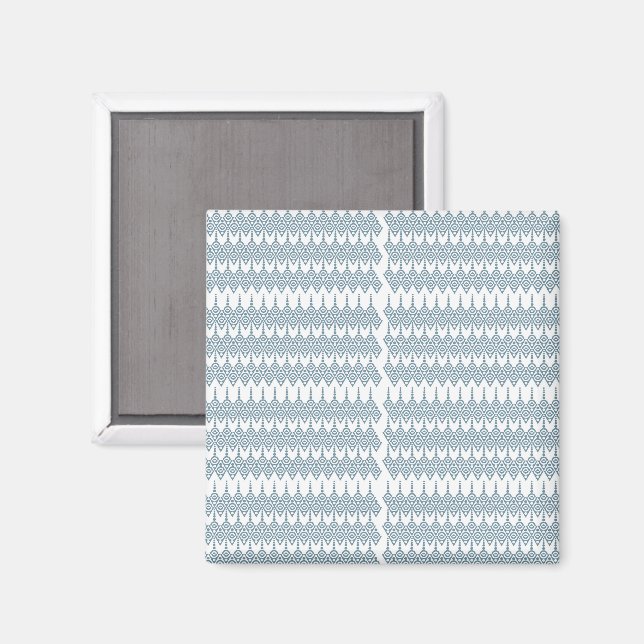 a blue and white pattern with a white background magnet (Front/Back)