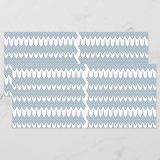 a blue and white pattern with a white background menu (Front/Back)