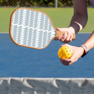 a blue and white pattern with a white background pickleball paddle