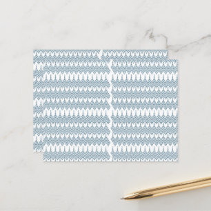 a blue and white pattern with a white background postcard