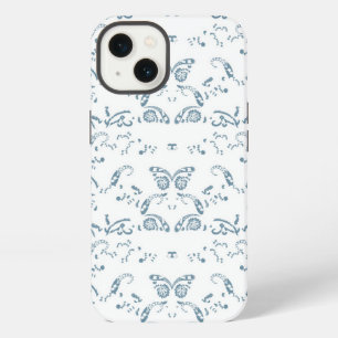 a blue and white wallpaper with a pattern on it iPhone 13 case