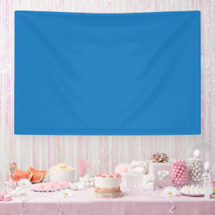 a blue background with a banner