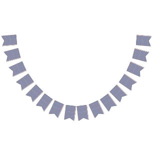 a blue background with red and white designs bunting