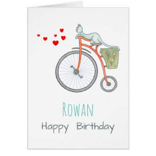 A Blue Cat on a Red Vintage Bicycle