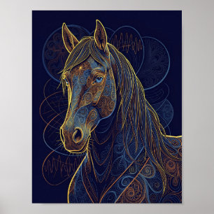 A blue fractal horse dreams poster