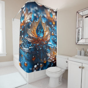 A Blue Gem with Gold Design Shower Curtain