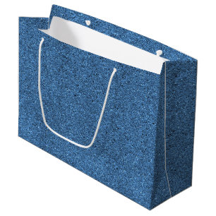 A blue gift bag with a white handle