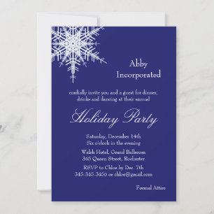 A Blue Holiday Offset Snowflake Invitation