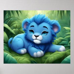 A Blue Lion Cub in the Jungle Poster