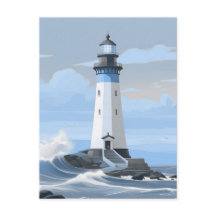 A blue painting lighthouse