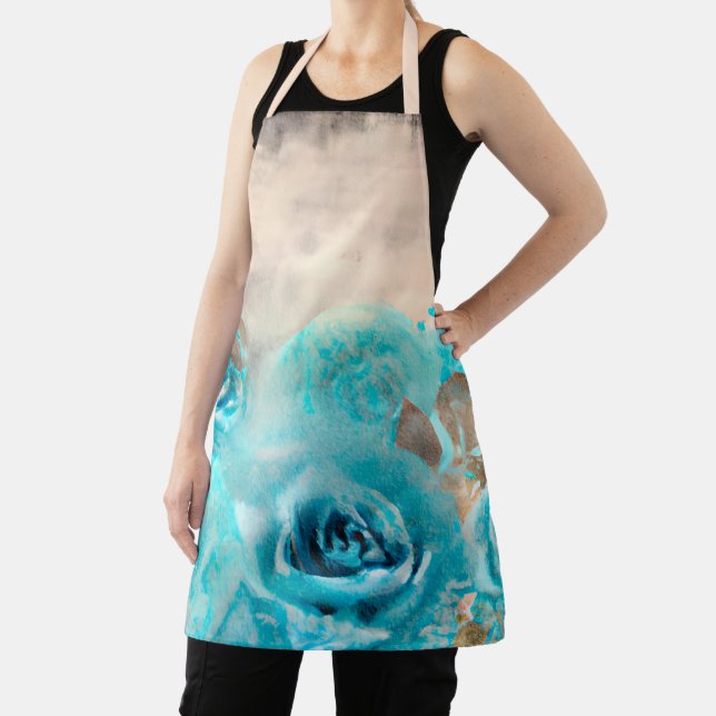 A Blue Shabby Chic Ephemera Design Series 7 Apron (Insitu)