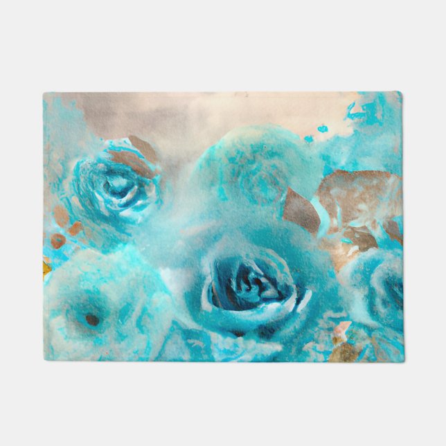 A Blue Shabby Chic Ephemera Design Series 7 Doormat (Front)