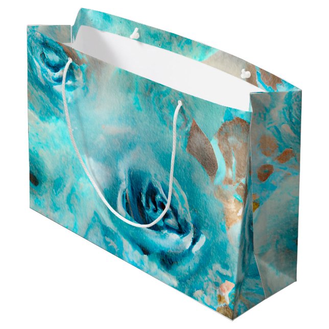 A Blue Shabby Chic Ephemera Design Series 7 Large Gift Bag (Back Angled)