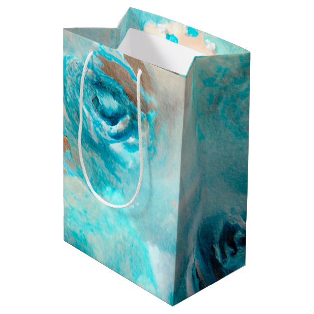 A Blue Shabby Chic Ephemera Design Series 7 Medium Gift Bag (Back Angled)