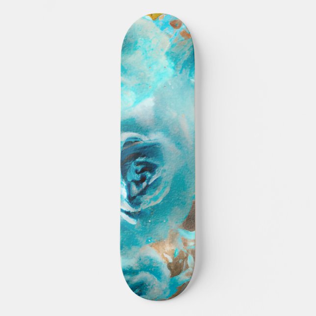 A Blue Shabby Chic Ephemera Design Series 7 Skateboard (Front)