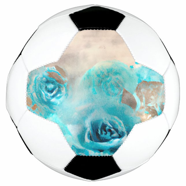 A Blue Shabby Chic Ephemera Design Series 7 Soccer Ball (Front)