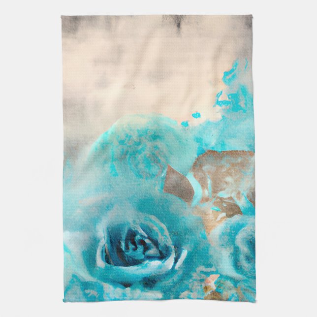 A Blue Shabby Chic Ephemera Design Series 7 Tea Towel (Vertical)