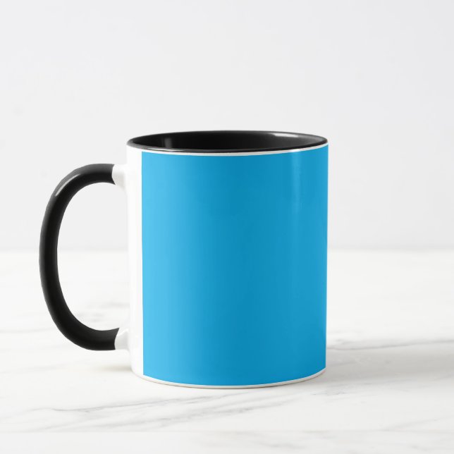 a blue sky with a plane flying in the sky mug (Left)