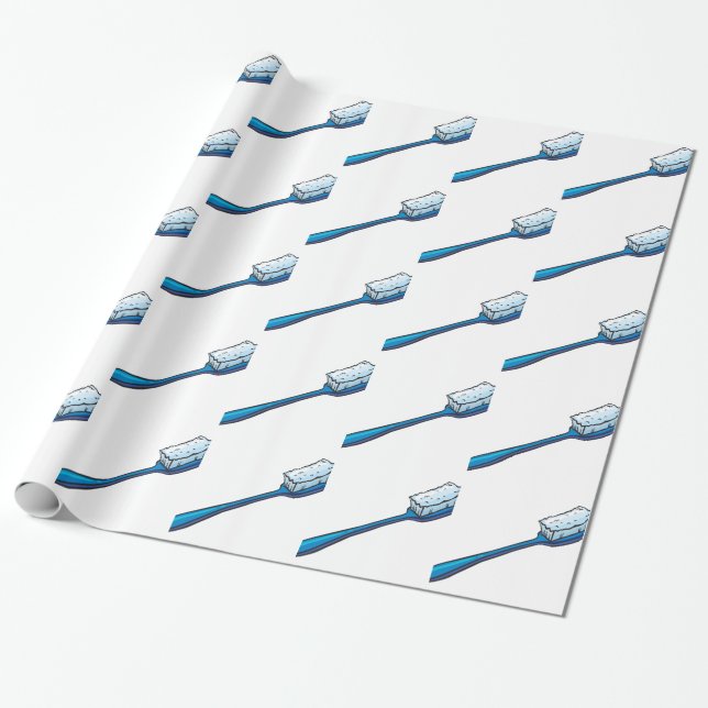 A blue toothbrush wrapping paper (Unrolled)