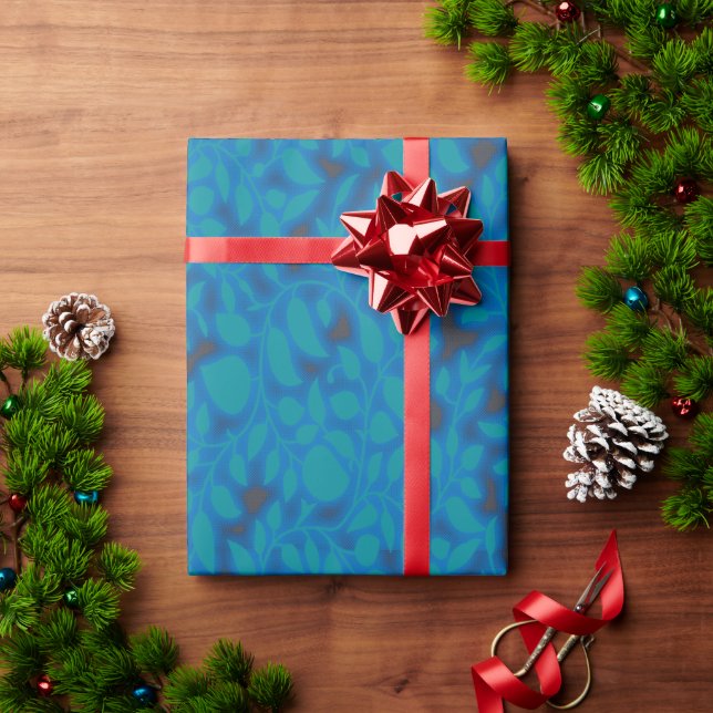 A blue wrapping paper with a creative arts pattern (Holiday Gift)