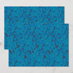 A blue wrapping paper with a creative arts pattern thank you card